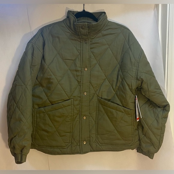 NWT Social Standard by Sanctuary Quilted Twill Jacket Green Size X-Small - Picture 2 of 15